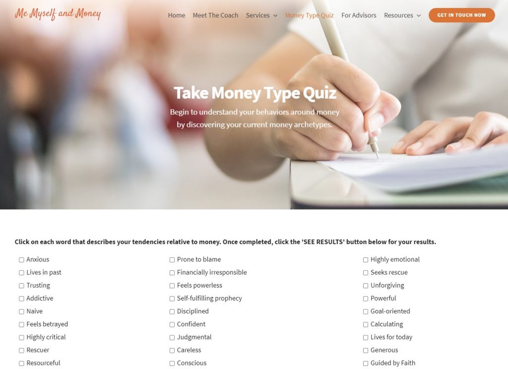 money type quiz on memyselfandmoney.com