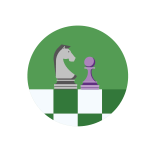 illustrative icon of chess game including a knight and pawn