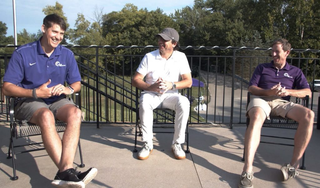 phil ratcliff, john lubinksy, and ton y jones during the live broadcast at the links at groveport